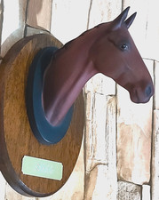 Beswick Arkle Rare Bay Brown Matt Ceramic Race Horse Head on Wooden Plaque 2700