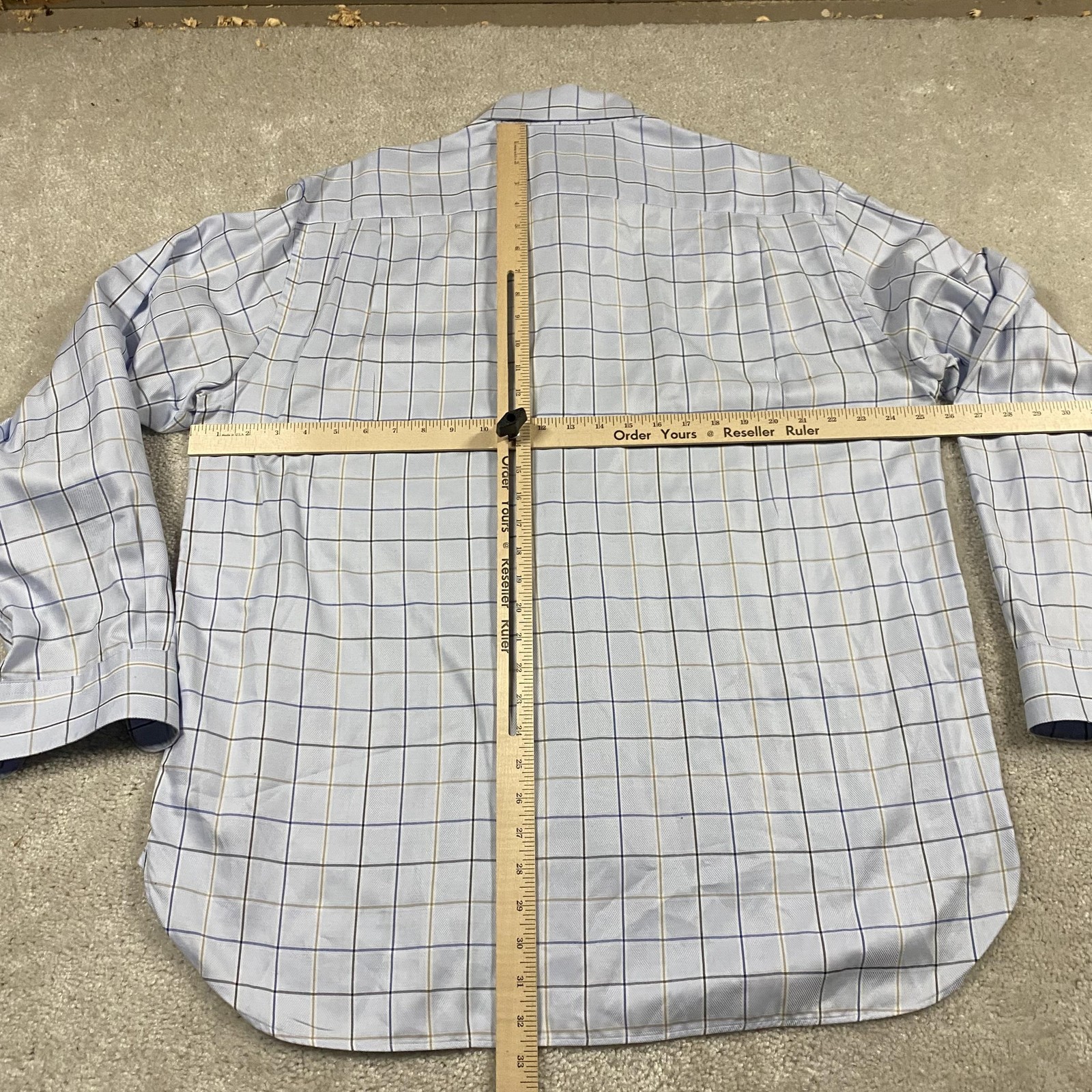 Armani Collezioni Shirt Mens 17 43 Large Blue Check Luxury Made Italy Formal