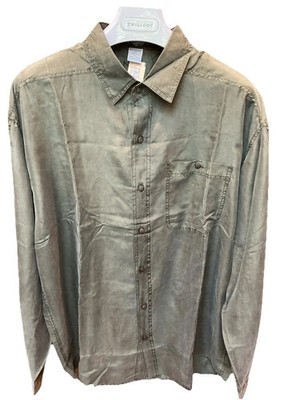 NWT Deadstock 90s Direct Hit Sandwashed Silk Mens Shirt Solid XL Olive