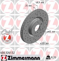 2X Zimmermann Bremsscheibe Sport Z 600.3261.52 FüR VW AW1 Polo BZ1 6 AE1 Mpi TGI
