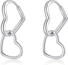 925 Sterling Silver Heart Hoop Earrings for Women Teens Sweet Love Hoop Earrings