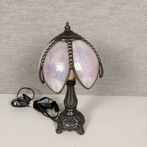 Vintage Tiffany style lamp rare lavender glass 11 inches tall