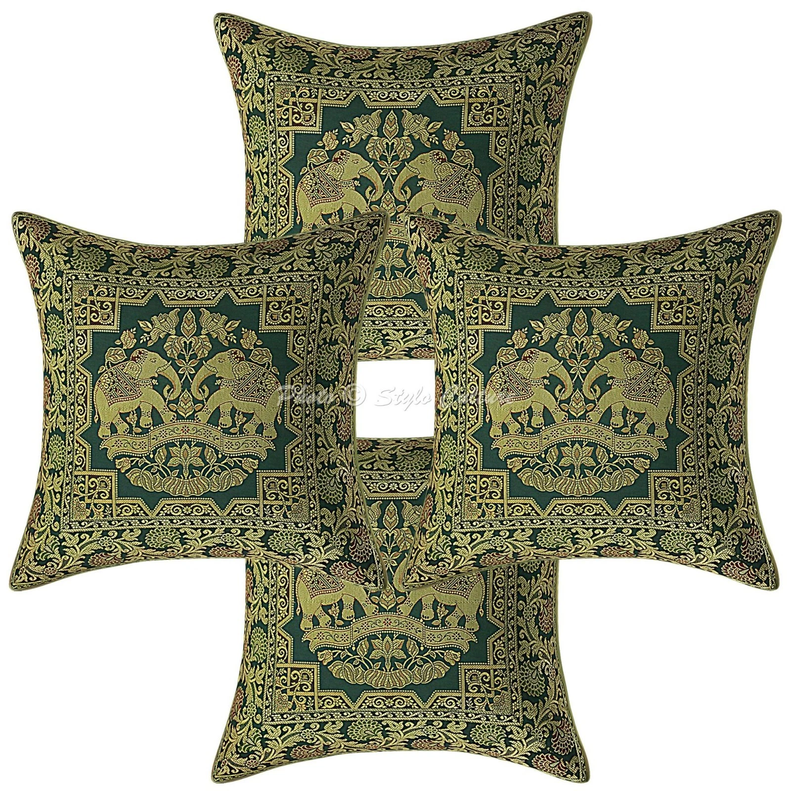 Brocade Throw Pillow Covers Bohemian Jacquard Elephant Home Decor Cushion Cover
