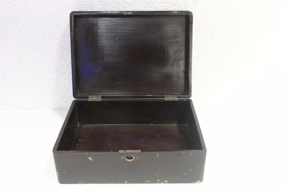 Caja negra de madera antigua rara antigua vintage decoración del hogar coleccionable Foto 2 de 4