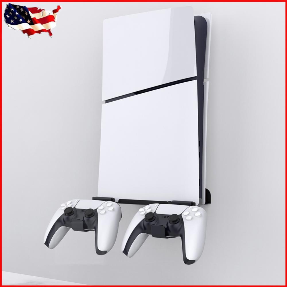 Wall Mount Kit Console Stand with Controller Holder Vertical Stand for PS5 Slim