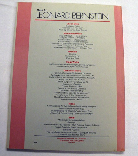 Leonard Bernstein An Album of Songs SC 1974 Voice and Piano Amberson - Picture 2 of 3