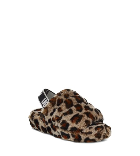 Women’s Size 7 Leopard UGG Fluff Yeah Slippers Leopard Print - Picture 2 of 3