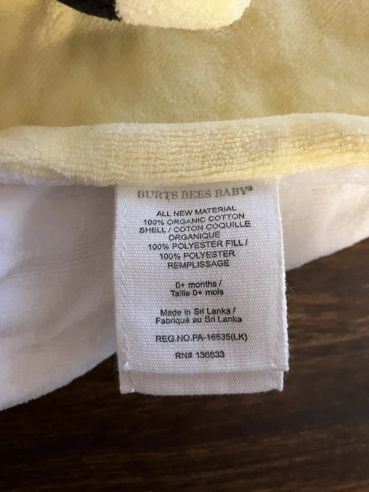BURTS BEES Acurrucada Abejorro Bebé Lovey Manta de Seguridad Amarilla Orgánica 10.5” Foto 3 de 4