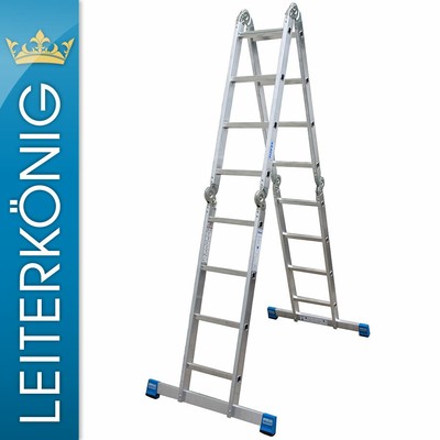 Krause STABILO Gelenkleiter 4 x 4 Sprossen Mehrzweckleiter mit Traversen 123503