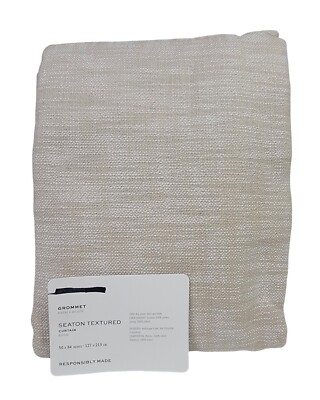 Pottery Barn Seaton Brass Grommet Cotton Lined Curtain Oatmeal 50x84 OB NWOT 