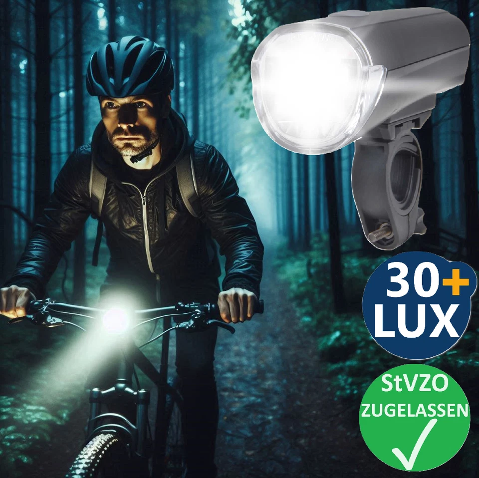 Fahrradlicht Fahrrad Beleuchtung LED StVZO LUX Fahrradlampe Scheinwerfer LED-208 - Bild 2 von 4