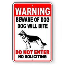 Warning Beware Of Dog Will Bite Do Not Enter No Soliciting Sign / Decal Stop