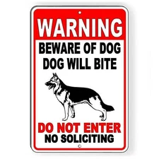 Warning Beware Of Dog Will Bite Do Not Enter No Soliciting Sign / Decal  Stop