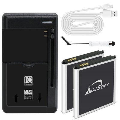 Rechargeable 2x 3700mAh Battery Charger Cable for Samsung Galaxy Avant SM-G386T