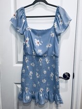 Altar’d State Woman’s Mini Blue Floral Smocked Floral Dress Size Small