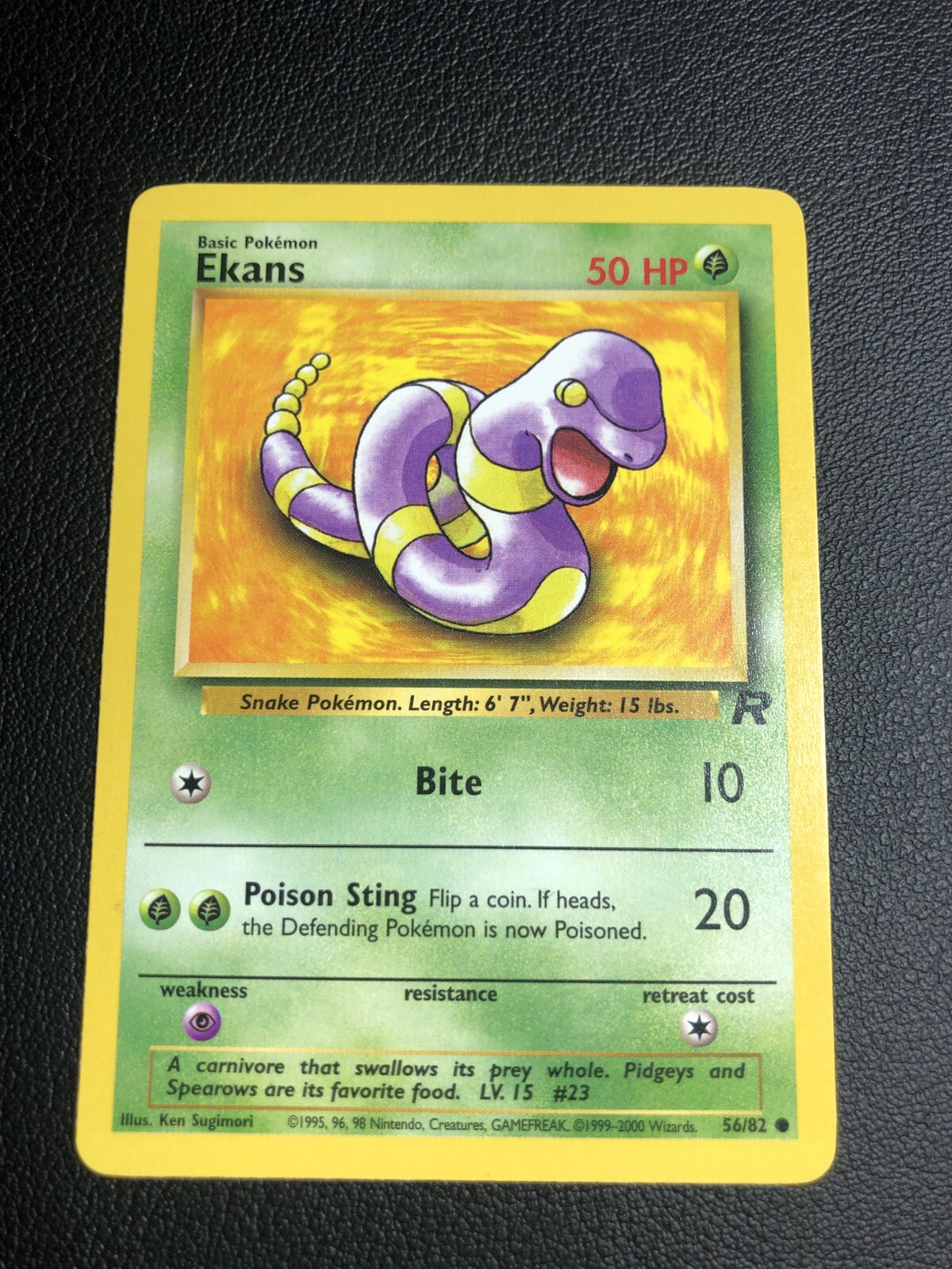 Pokemon Card Ekans 56/82 Team Rocket Common NM (Near Mint) Condition