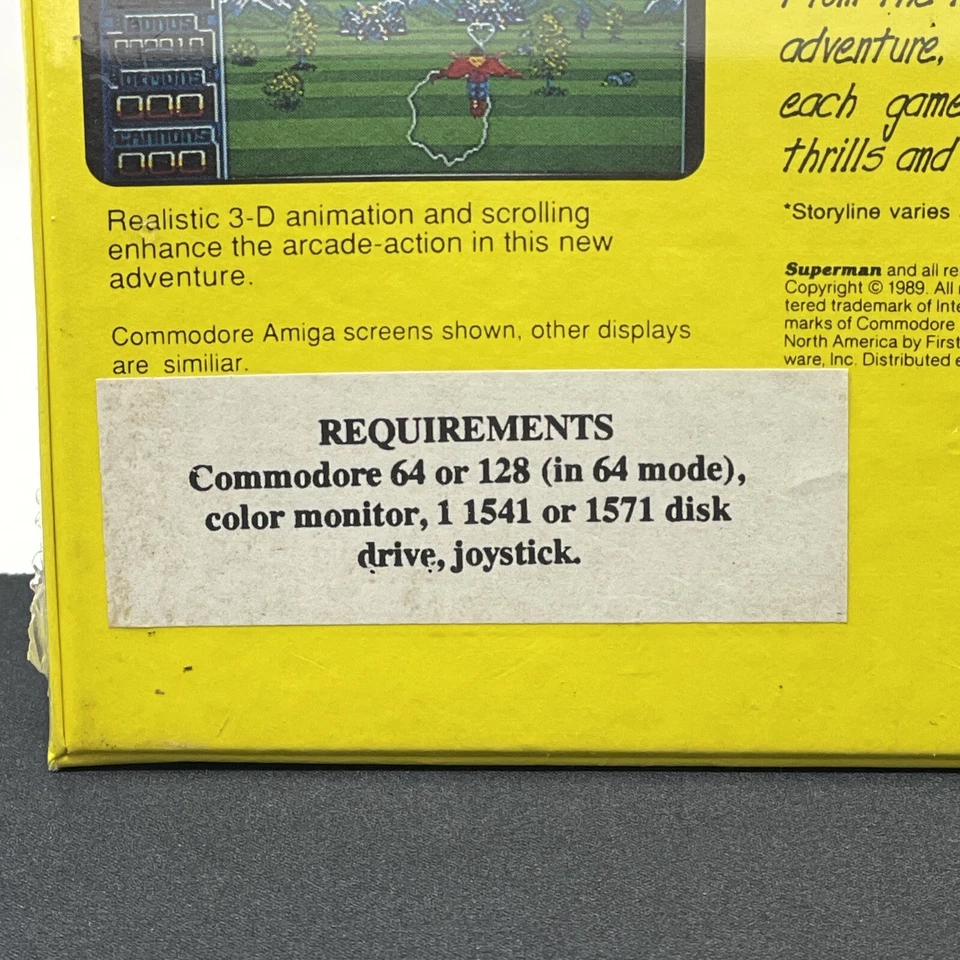 VTG NEW NOS SEALED Superman Commodore 64 C64 DC Comics 1989 *READ: Seal Wear* - Image 3 of 4