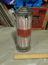 Coca-Cola (1993) Sold Here, Ice Cold ~ Glass Straw Holder Dispenser w/ Contents