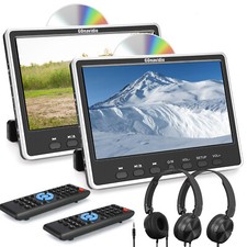 2 X 12" Car Headrest Monitor TV Dual Screen DVD Player HDMI USB SD MP3 Headsets