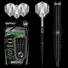 WINMAU SNIPER BLACK 22 GRAM 90 TUNGSTEN STEEL TIP DARTS 1505.22