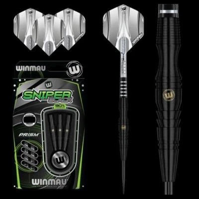 WINMAU SNIPER BLACK 22 GRAM 90% TUNGSTEN STEEL TIP DARTS 1505.22