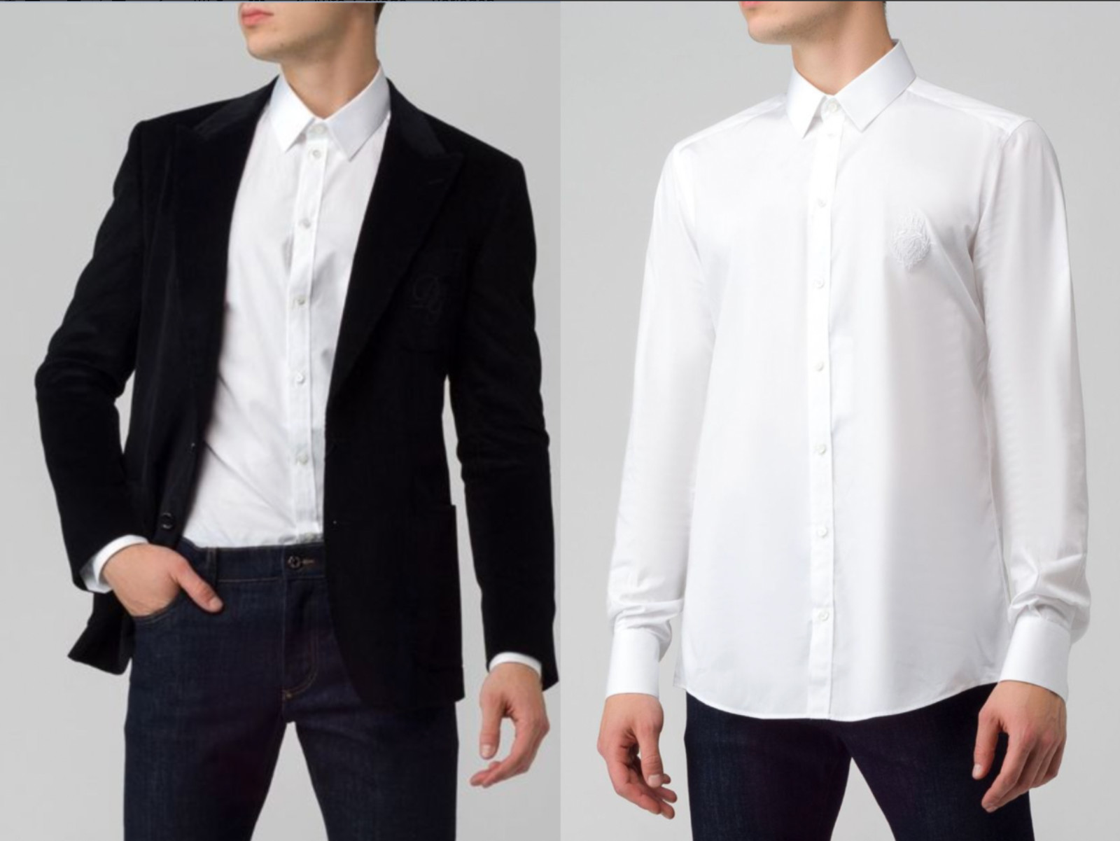 Dolce Gabbana Gold Martini Cotton Suit Shirt with DG Embroidery 38