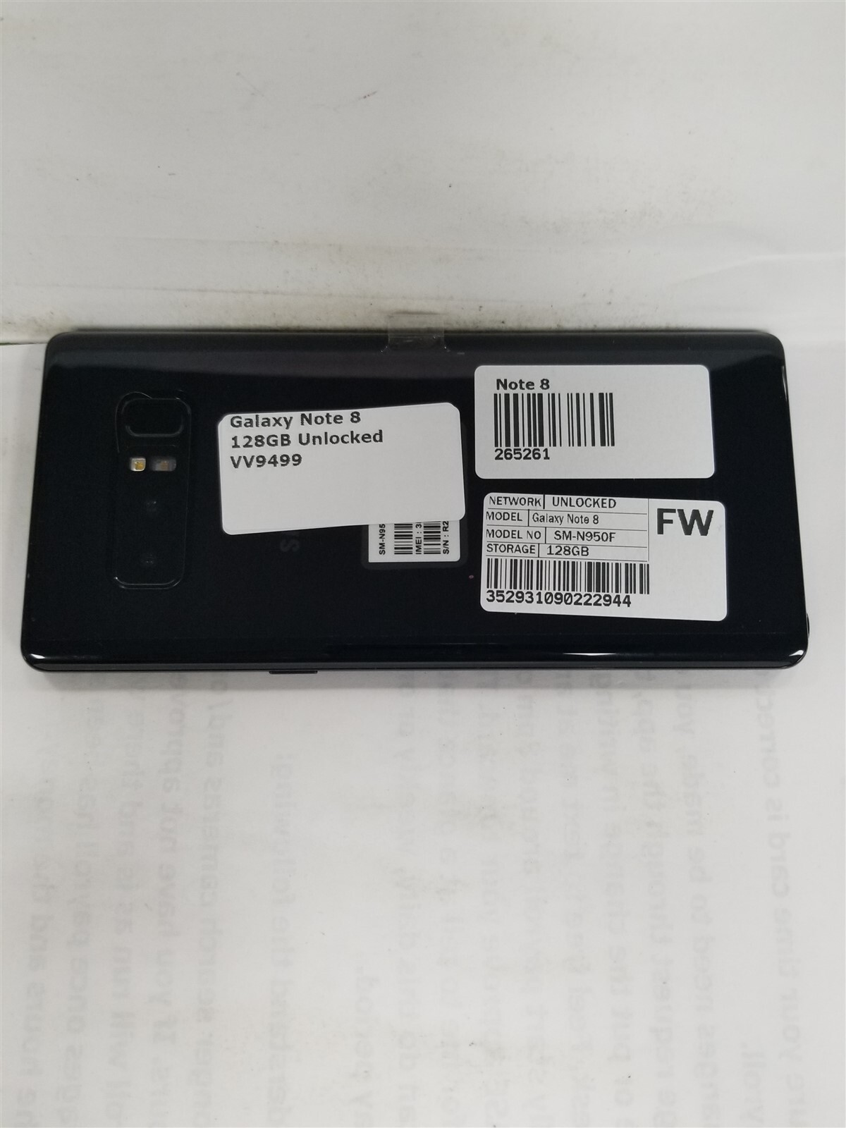 Samsung Galaxy Note 8 128GB Black SM-N950F (Unlocked) GSM World Phone VV9499