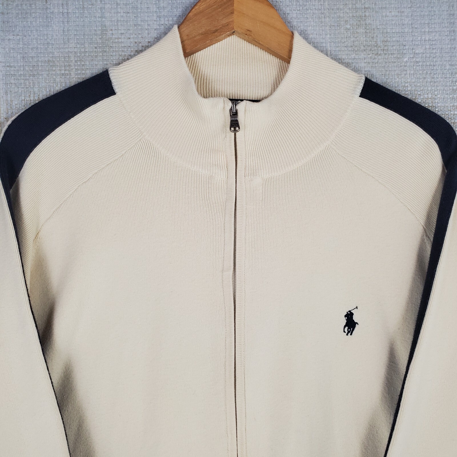 PONY Cardigan vintage POLO RALPH LAUREN taglia large uomo full zip track jacket misto cotone