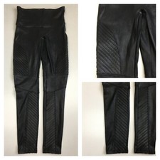 SPANX Black Textured Moto Style Shaping Slimming Leggings Womens sz Small/Medium