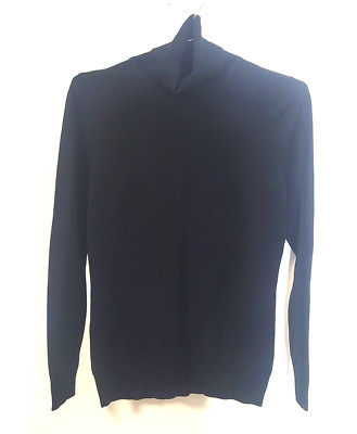 Context (Lord & Taylor) Black Ribbed Trimmed Turtle Neck, Long Sleeve-Size M