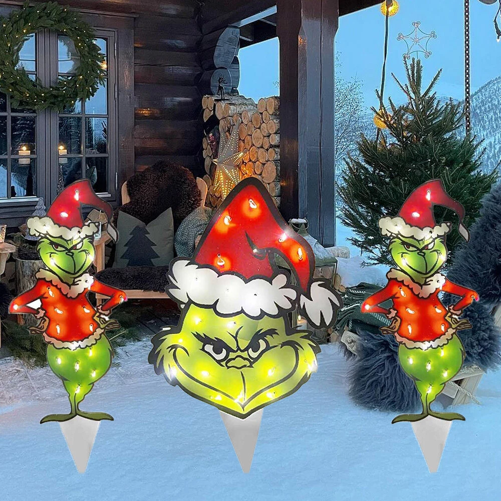 Christmas Grinch LED Light UP Figure Decor Yard Garden Outdoor