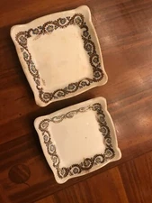 2 VINTAGE SALT DIPS WITH FLORAL TRIME AROUND EDGE