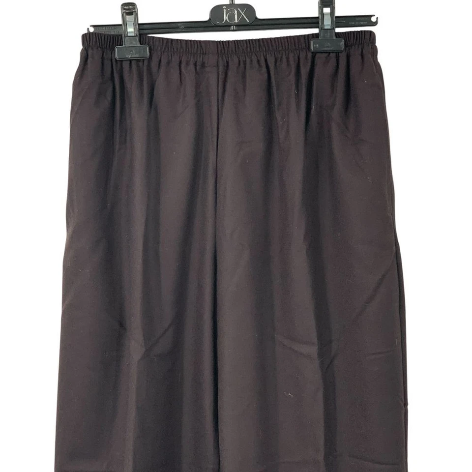 Pantalones para mujer Eskandar negros de lana de Nueva Zelanda de pierna ancha pantalones fluidos 1 Foto 2 de 4