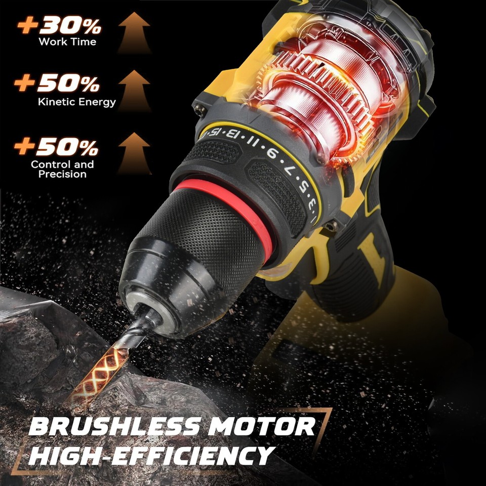 New Cordless Brushless Impact Driver Hammer Drill Drive For DeWalt 20V