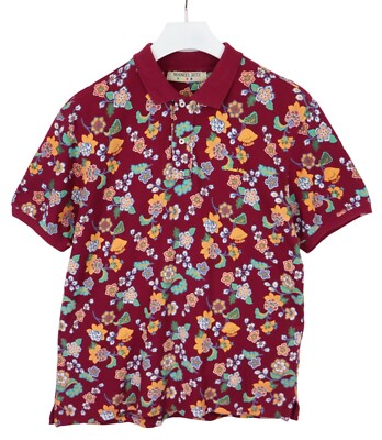 MANUEL RITZ  T-Shirt Men's 2XL Floral Print Polo Jersey Short Sleeve