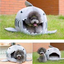 Shark Pet House Bed Cave For Small Cat Dog Eco Friendly Soft Oxford Cotton Gray