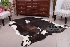 Dark brindle  RODEO Cowhide Rug size approx XL 6x7 ft