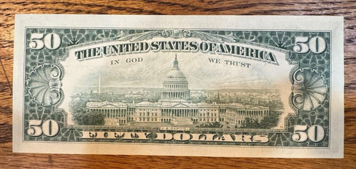 1977 $50 Federal Reserve Star Note Chicago (G) Crisp Uncirculated (G11778901) - Picture 2 of 2