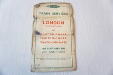 1952 London Clacton Frinton On Sea Walton on Naze British Railway Timetable 