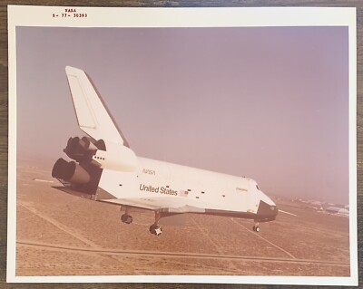 Vintage NASA Red Number Photograph - Space Shuttle Enterprise Gliding 1977