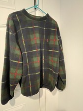 Vintage Men s Nautica Plaid Nautech Fleece Sweatshirt NWT Sz M 90s Red Green
