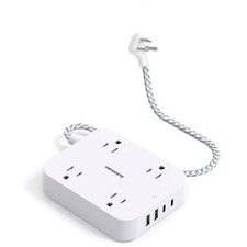 1 Ft Flat Plug Extension Cord Power Strip with 4 USB Ports2 USB C 4 Widely Ou...