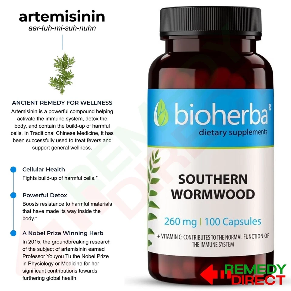 Wormwood Supplement with Artemisinin 100 Capsules Detox Cleanse Anti-Parasitic - Image 3 of 4