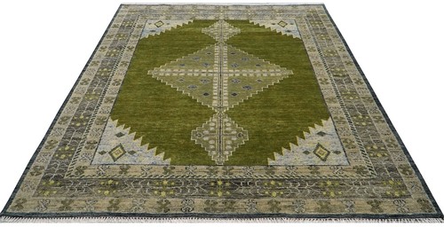 Oushak Hand Knotted Olive Green 4x6, 5x8, 6x9, 8x10, 9x12, 10x14, 12x15 Area Rug - Picture 2 of 8
