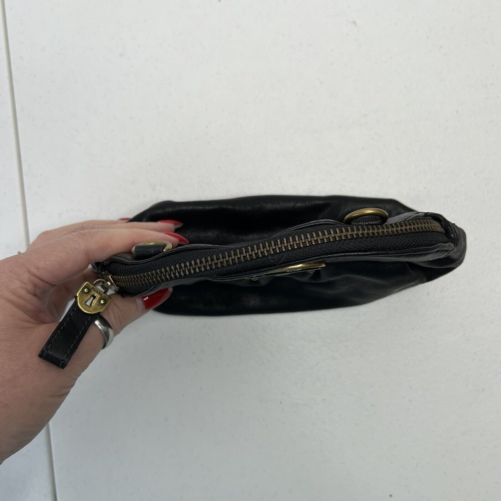 Fossil Key Per Black Leather Pouch Bag Case Clutc… - image 6