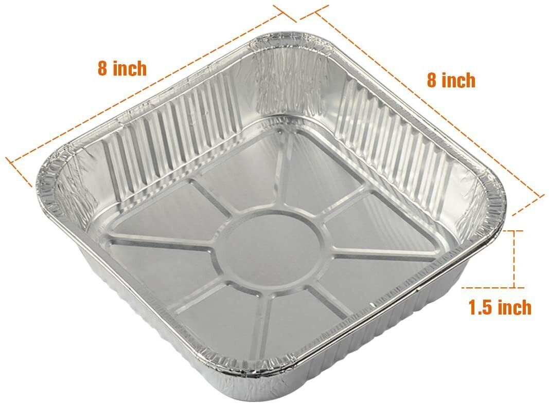 8x8 Aluminum Pans (30 Pack) - Disposable 8 Inch Square Foil Baking
