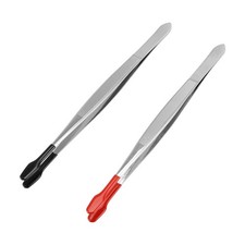 2 Pcs Rubber Tipped Tweezers Soft Tipped Tweezers PVC Coated Soft Flat Tip1413