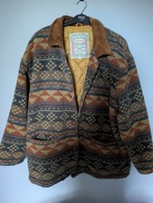 Vintage Wild Goose Aztec Pattern Jacket With Leather Collar Mens XL