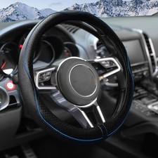 Steering Wheel Cover For Suvs 14.5-15 Inch Black-blue Anti-slip Microfiber Leath Steering Wheel Cover For Suvs 14.5-15 Inch Black-blue Anti-slip Microfiber Leath