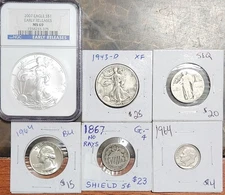 US Silver Coin Lot ~ Various Grades